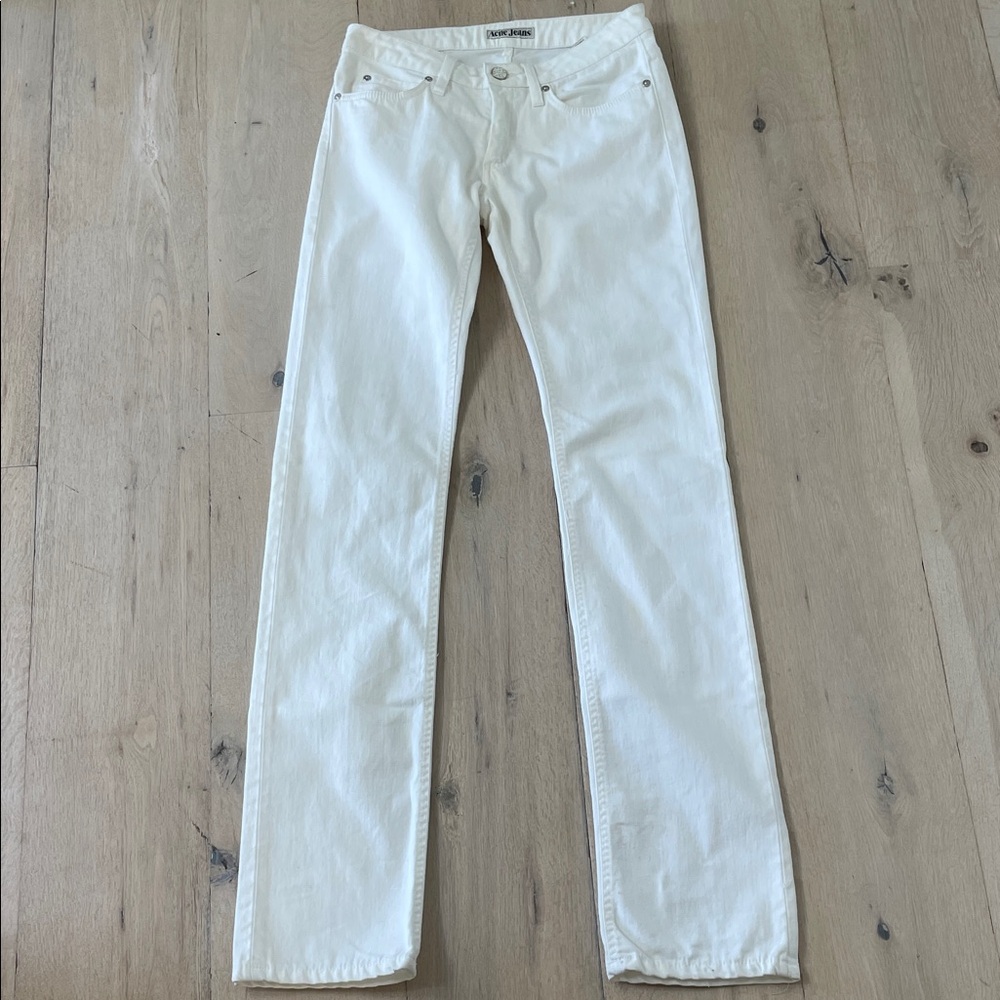 Acne Jeans Storlek Midrise White/Ivory Straight Leg Jean Size 27